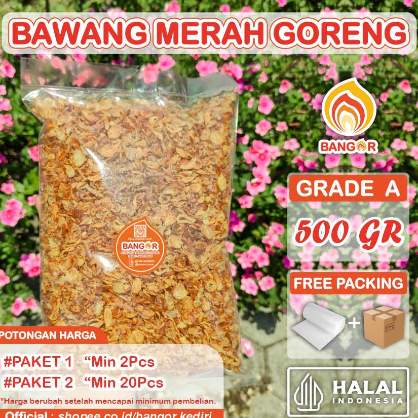 

[M0T65] MERAH-A [ 500 gr ] Bawang Merah Goreng / Brambang Goreng, Grade A, Refill Ready