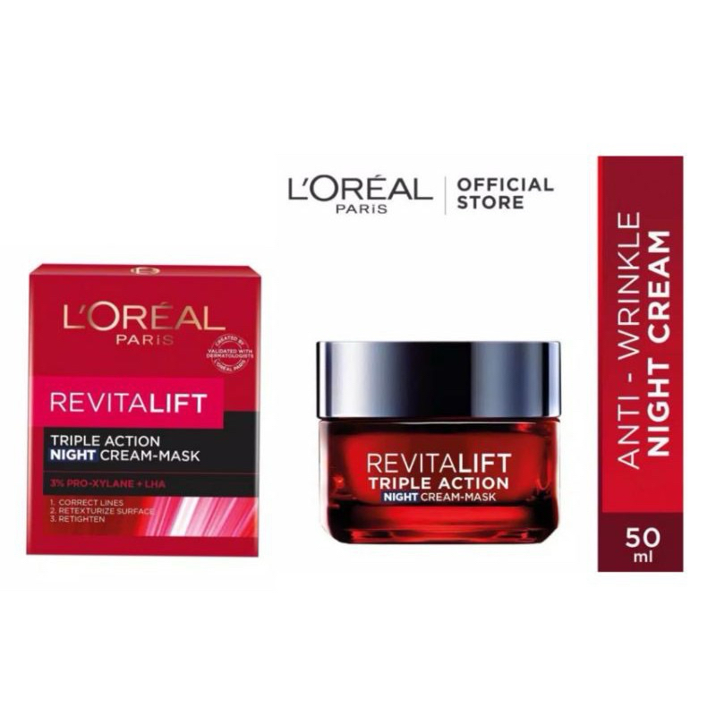 Loreal Revitalift Triple Action Night Cream-Mask 50 GR