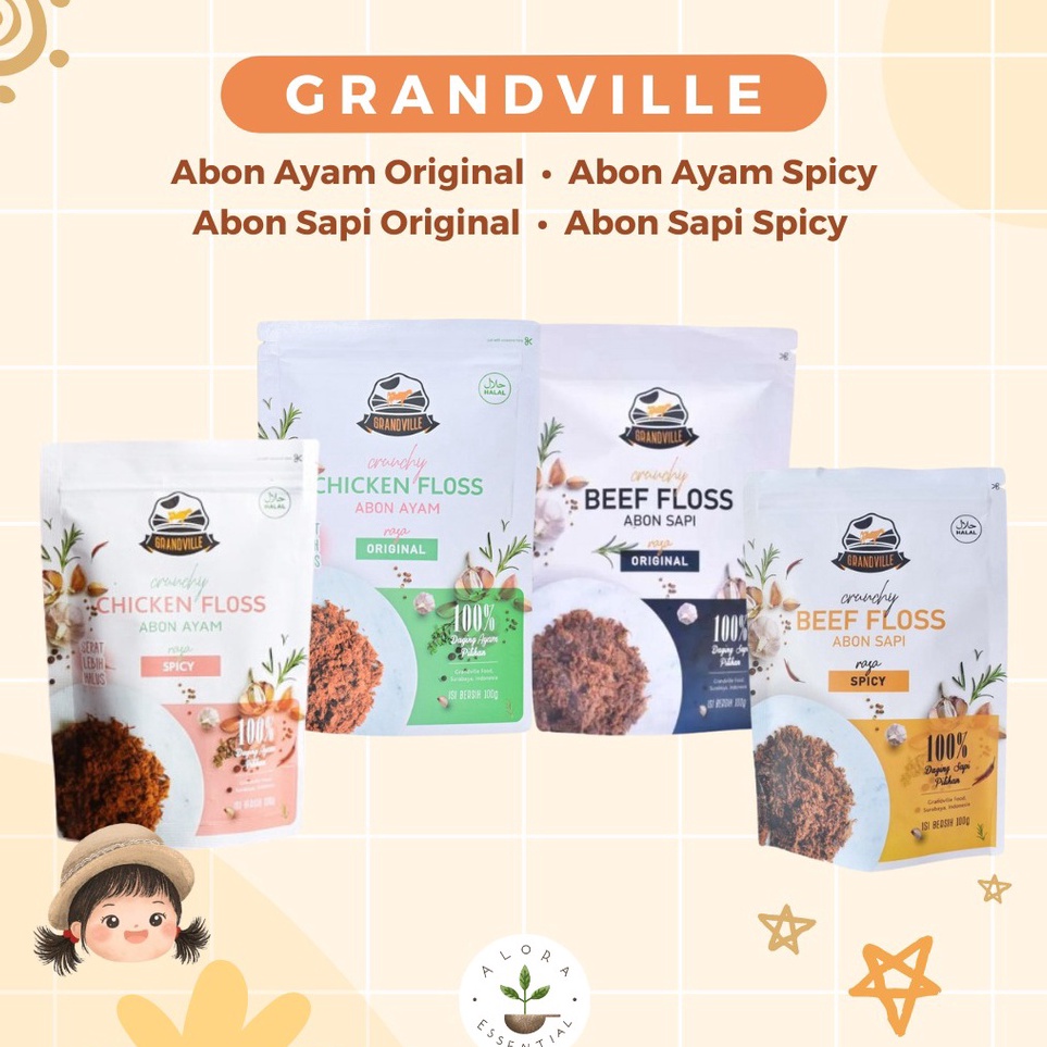 

[KODE PRODUK 87BF06038] Grandville Abon Sapi Ayam Crunchy – Abon Anak Non MSG Halal MPASI