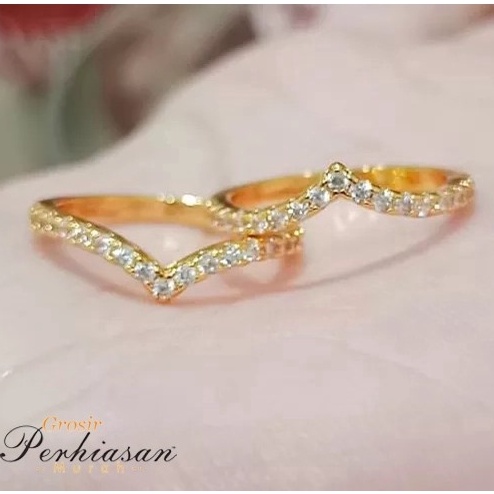 ➨Pasti Murah➧ Cincin Xuping Viral Motif Fuji Later V Full Permata Lapis Emas 24K V47