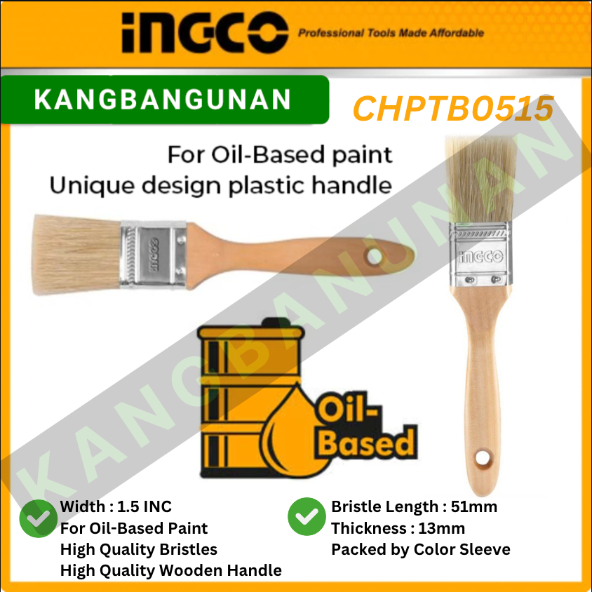

Paint Brush 1.5 inch INGCO Kuas Cat Minyak Kayu Besi CHPTB0515
