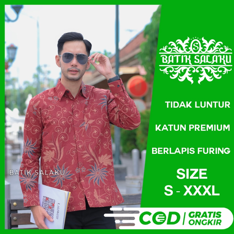 Kemeja Batik Pria Lengan Panjang 25 Baju BATIK SALAKU Premium Cocok Untuk Pesta Kantor Kondangan Lam