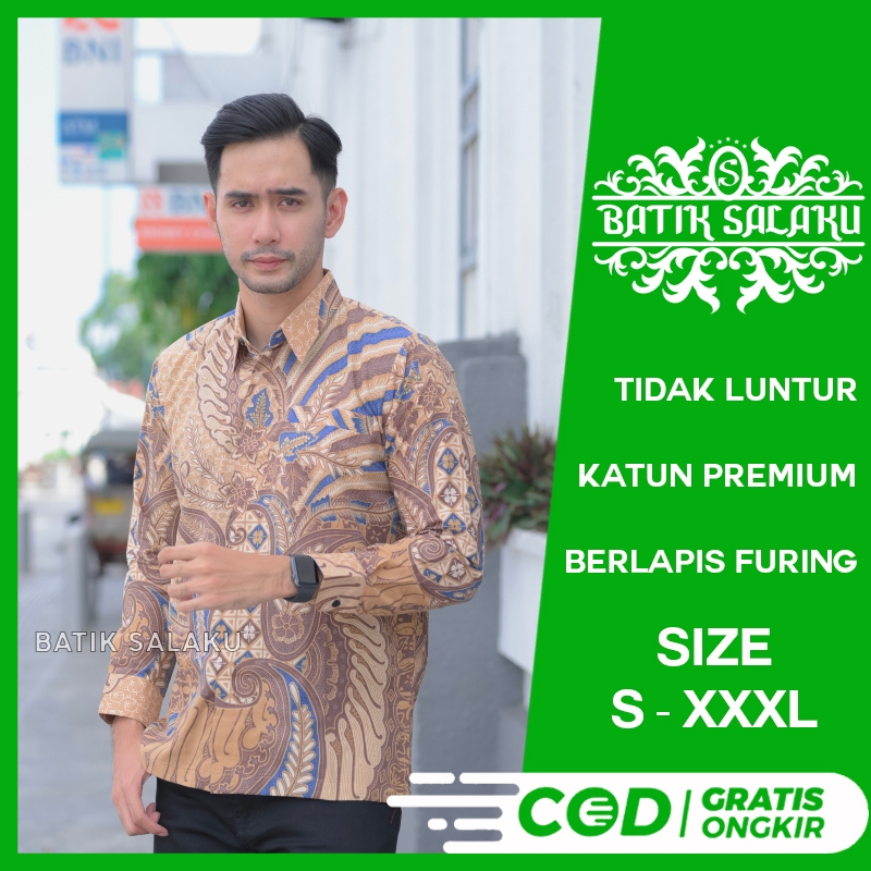 Kemeja Batik Pria Lengan Panjang 26 Baju BATIK SALAKU Premium Cocok Untuk Pesta Kantor Kondangan Lam