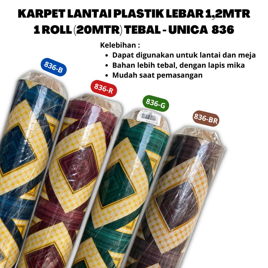 Karpet Plastik Lantai 1 Roll (20 meter) Vinyl untuk Meja dan Lantai UNICA MINIMAL ORDER 10 ROLL