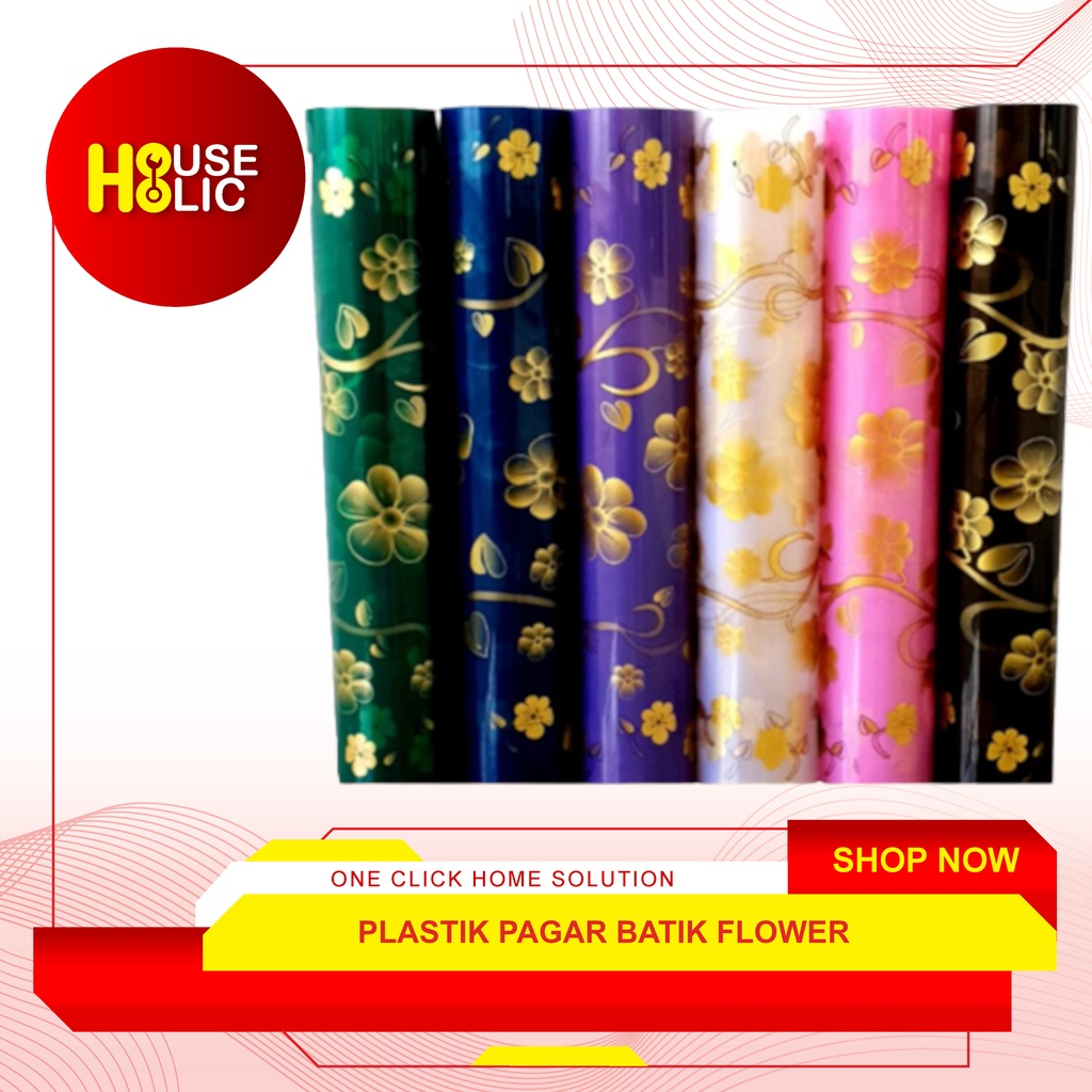 Fiber Plat Plastik Tutup Pagar BATIK FLOWER / Plastik Penutup Pagar