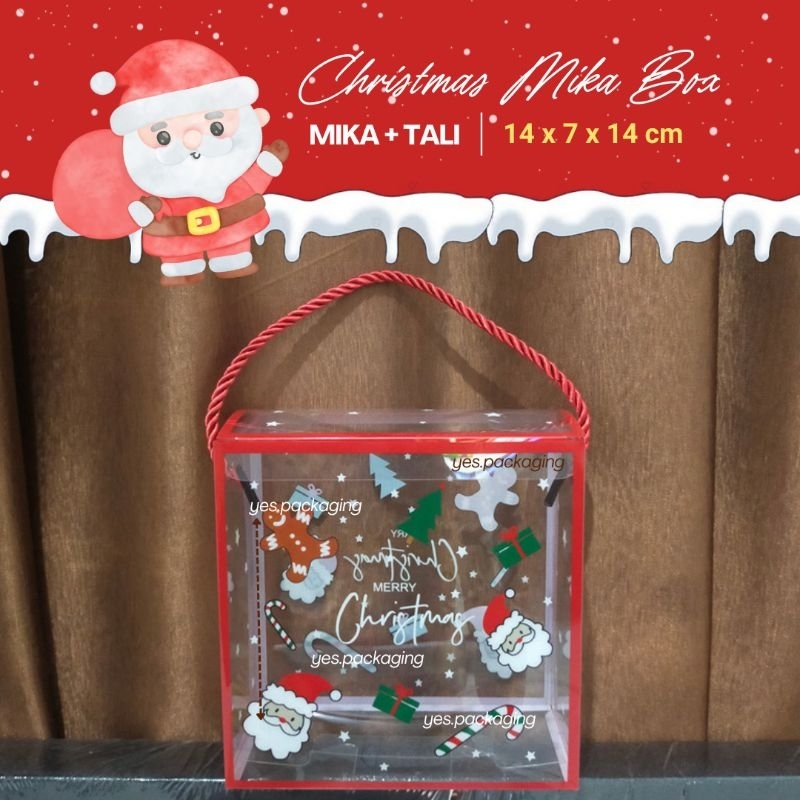 

[14x7x14cm] MIKA TALI Box Kotak Kemasan Natal Christmas Box Snack Cookies Hampers Puding Cup
