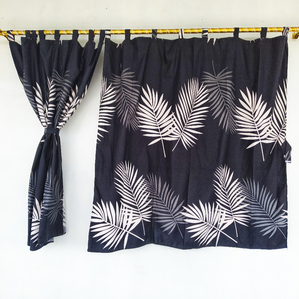 Gorden Jendela Pendek Model Tali Perekat Ukuran 120x120 Cm Korden Motif Minimalis
