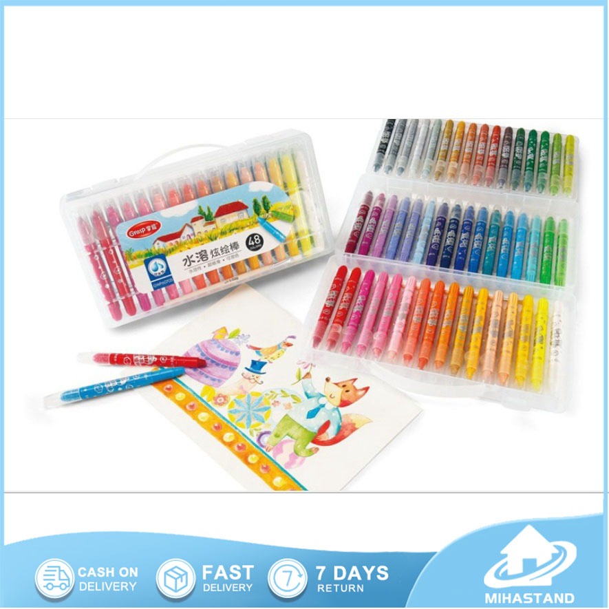

48 warna CRAYON GRASP / CRAYON GRASP MATA SEDANG / SILKY CRAYON / WATER SOLUBLE CRAYON / KRAYON WARNA