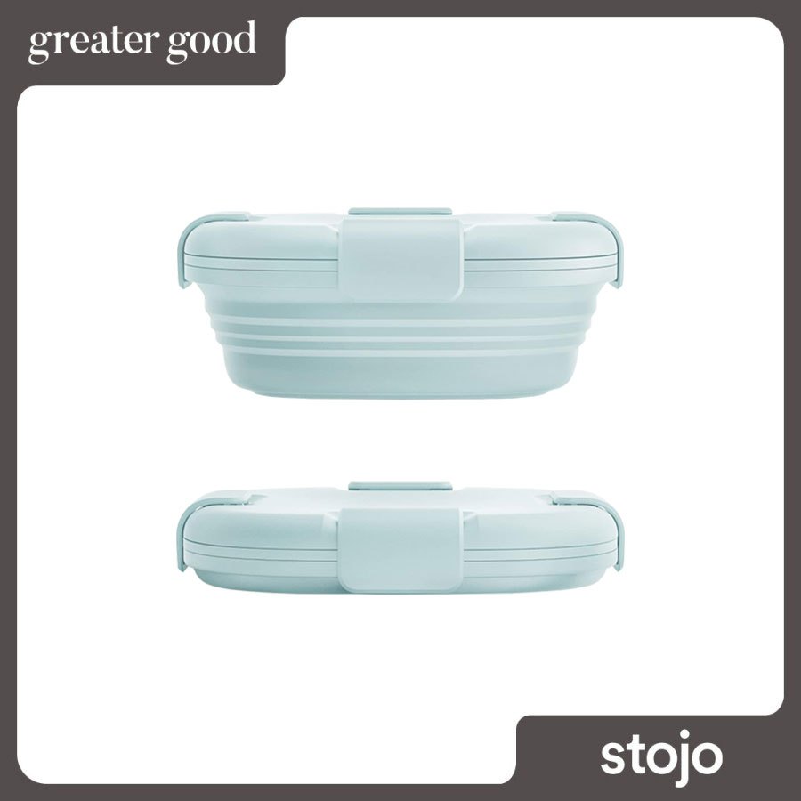 Stojo - Original Collapsible Food Storage Box / Kotak Makan Lipat Travel in Aquamarine 24 oz / 700 m