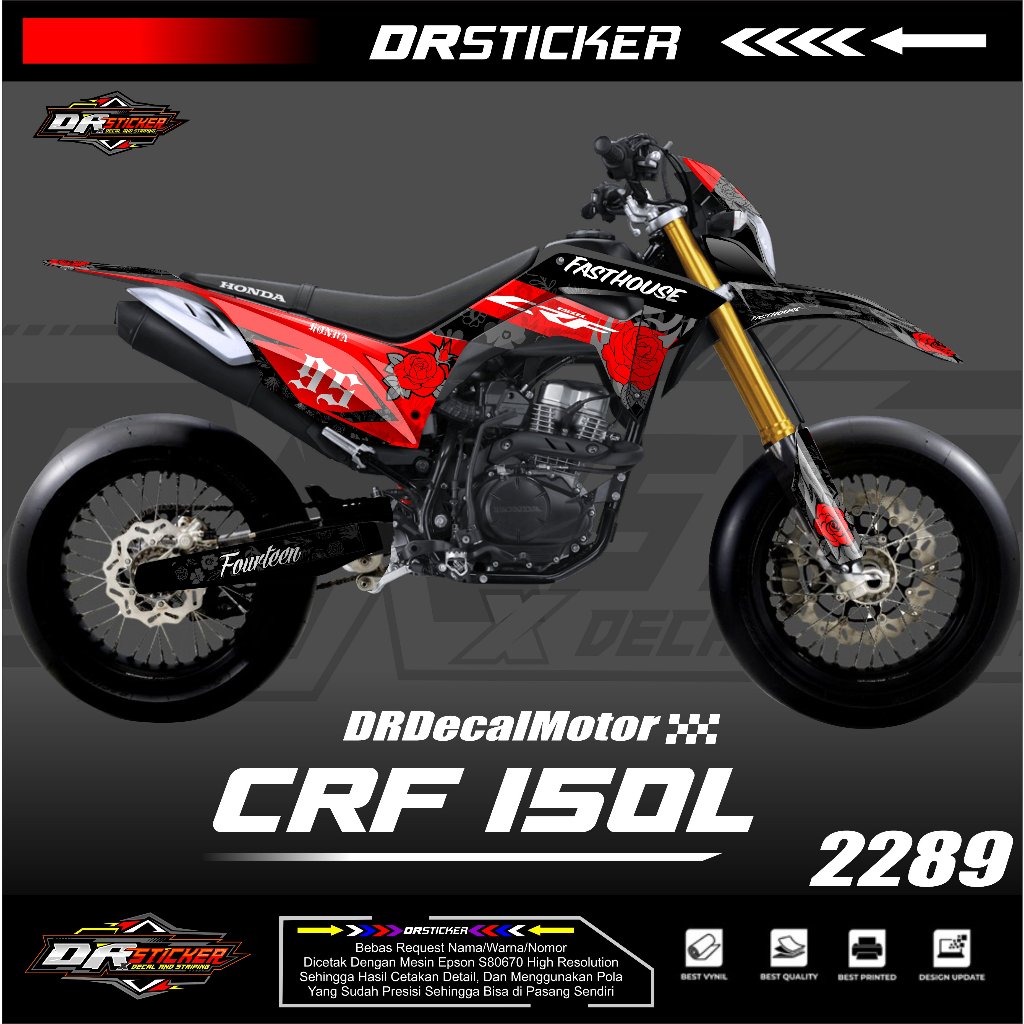 Decal Sticker Motor Cross Crf 150L Fullbody Motif Custom Trail Supermoto Racing Terbaru Termurah Des