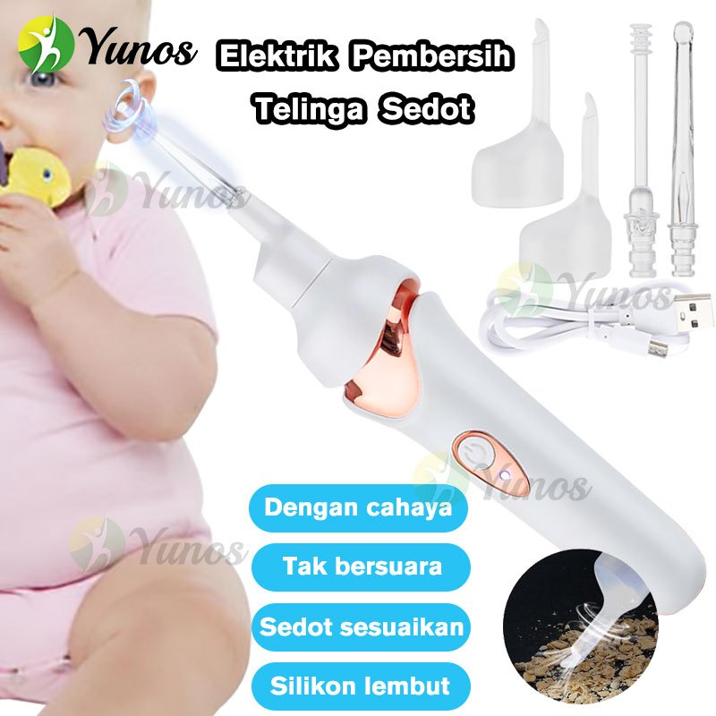 Yunos Alat Pembersih Telinga Sedot Elektrik Bayi Isi Ulang Korek Kuping Led Anak-anak Alat Sedot Kot