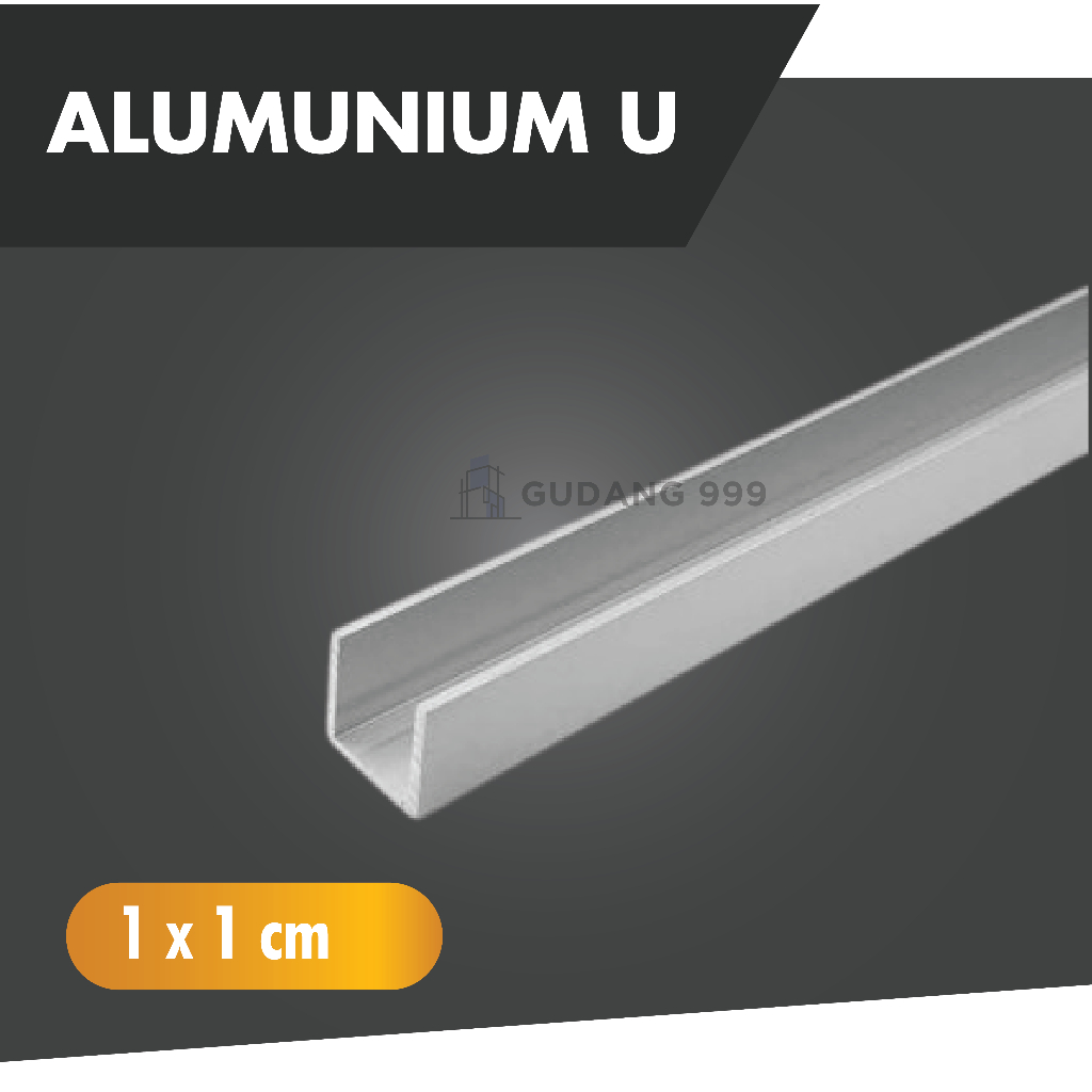Profil Lis U Aluminium 1x1 cm Panjang 6 Meter untuk Tali Air Dinding Partisi Gypsum