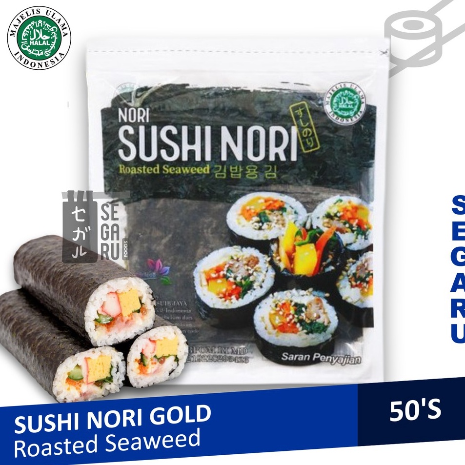 

[KODE PRODUK CKWAJ4387] Sushi Nori Sheet Gold 50 Lembar | Sushi Roasted Rumput Laut Halal MUI
