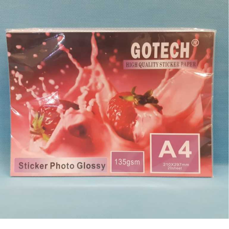 

PHOTO STICKER GOTECH A4 / Foto Sticker Glossy 135 Polos / Kertas Stiker Polos