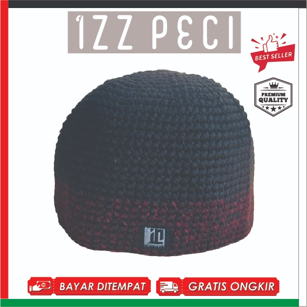 Peci Rajut Sulam Tebal / Peci Sulam / Peci Rajut Kombinasi / Peci Hitam / Peci Palestina / Peci Hadr