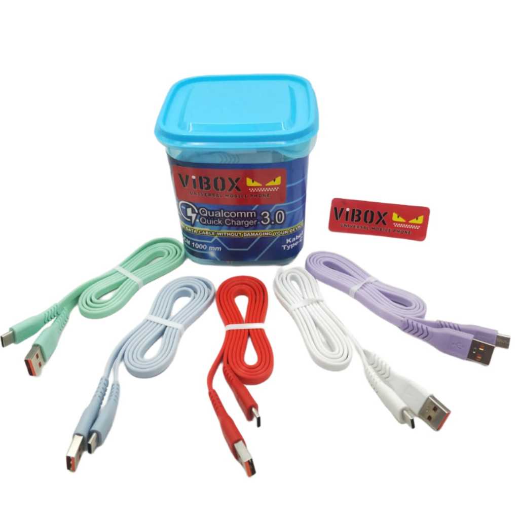 (isi 15pc) Vibox QCM-1000 Kabel Data Type-C Qualcomm Quick Charger QC3.0 Daya 80W Universal For android Smartphone Bluetooth Speaker BT TWS Terlaris Smoll