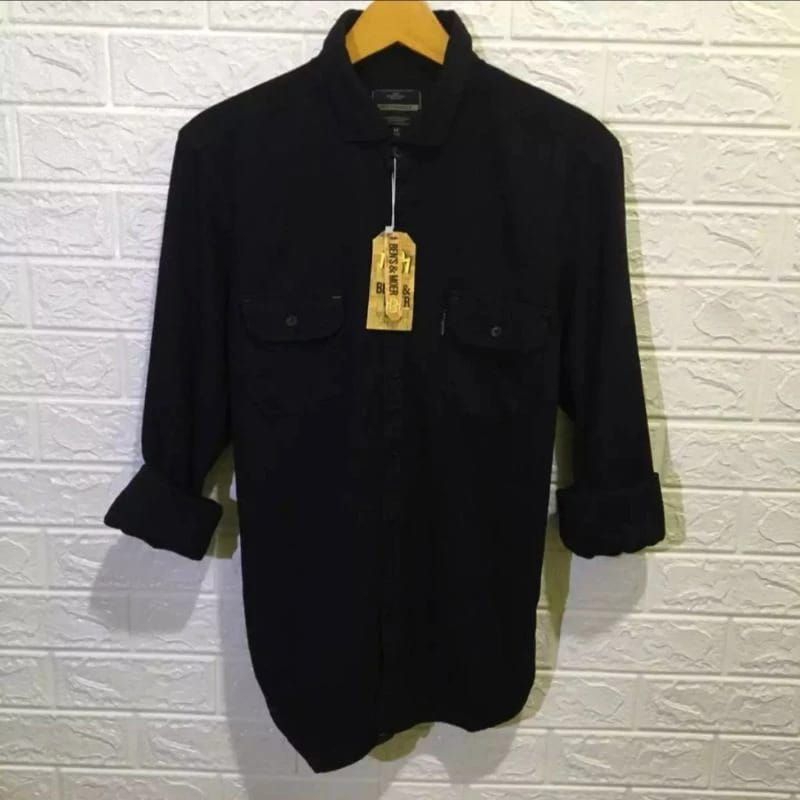 kemeja cowok denim//kemeja lengan panjang pria,,, kemeja kekinian//kemeja polos cowok