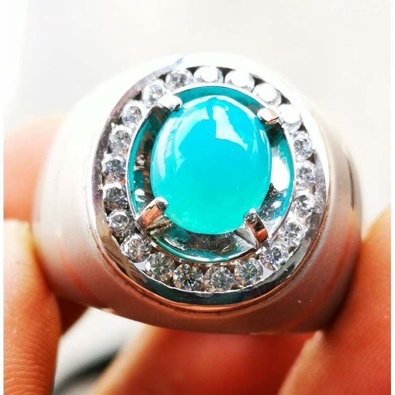 Batu natural bacan super crystal Ring perak asli