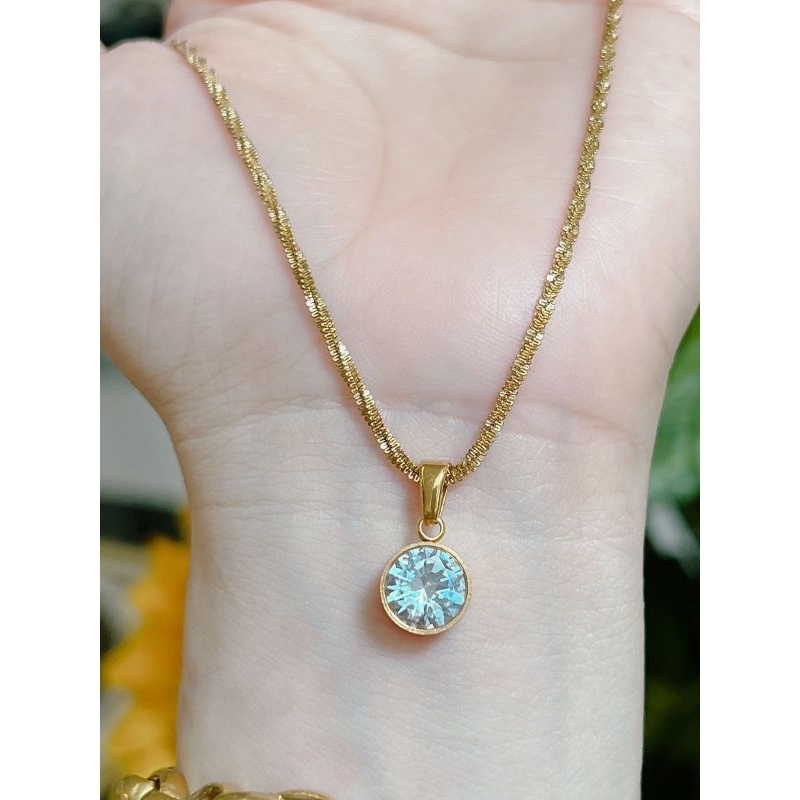 Kalung titanium+liontin mata satu