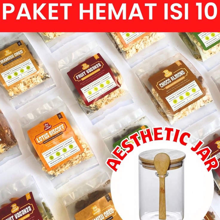 

Super Promo (10 PACKS) ON THE GRAIN Overnight / Instant Oats - Sarapan Sehat Cemilan Healthy Muesli Terbatas
