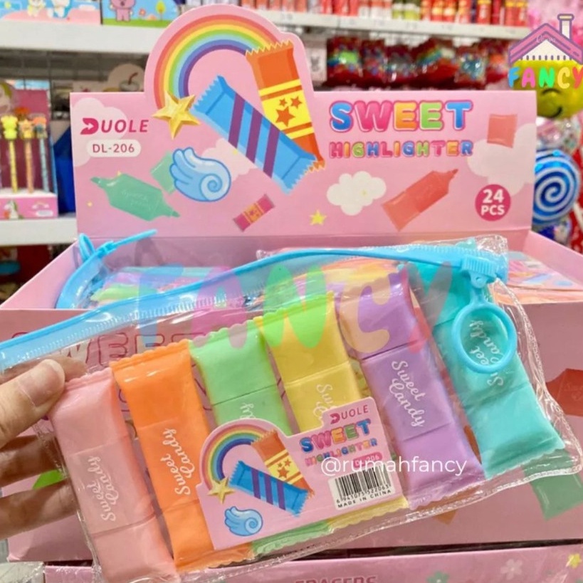 

Best Terlaris JC Stabilo Lucu Bentuk Permen 1 Set 6 Pcs Warna Highlighter Candy