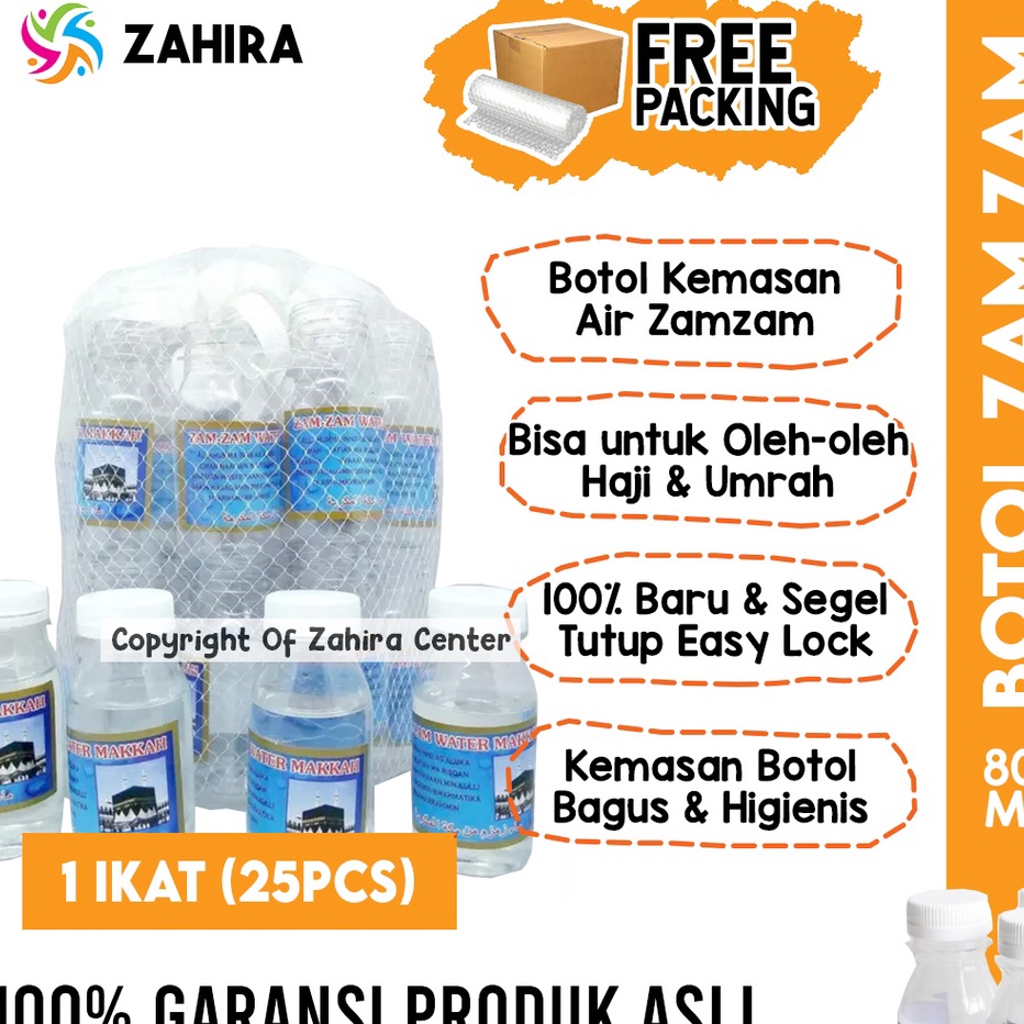 

[KODE 7EMER] 1 IKAT (25 PCS) Botol Kosong Untuk Air Zam zam 80ml Bersih & Higienis Untuk Oleh oleh Haji Umroh AraB