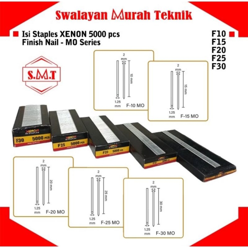 

XENON F25 Isi Staples Paku Tembak Angin 2,5cm Lurus Refill Air Nailer