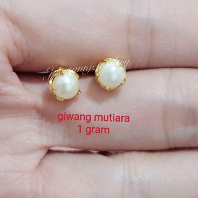 giwang mutiara 1 gram emas muda