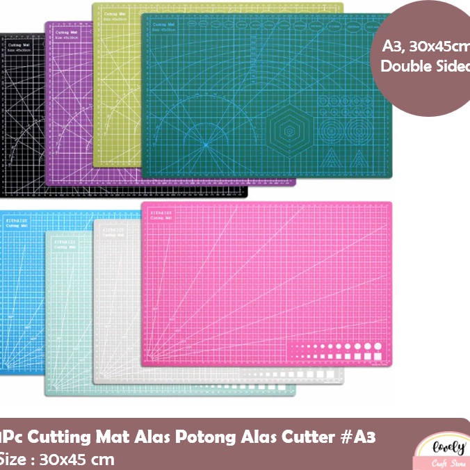 

[KODE 6QCUI] Cutting Mat A3 uk 30x45cm bolak balik, tebal 3mm, self healed