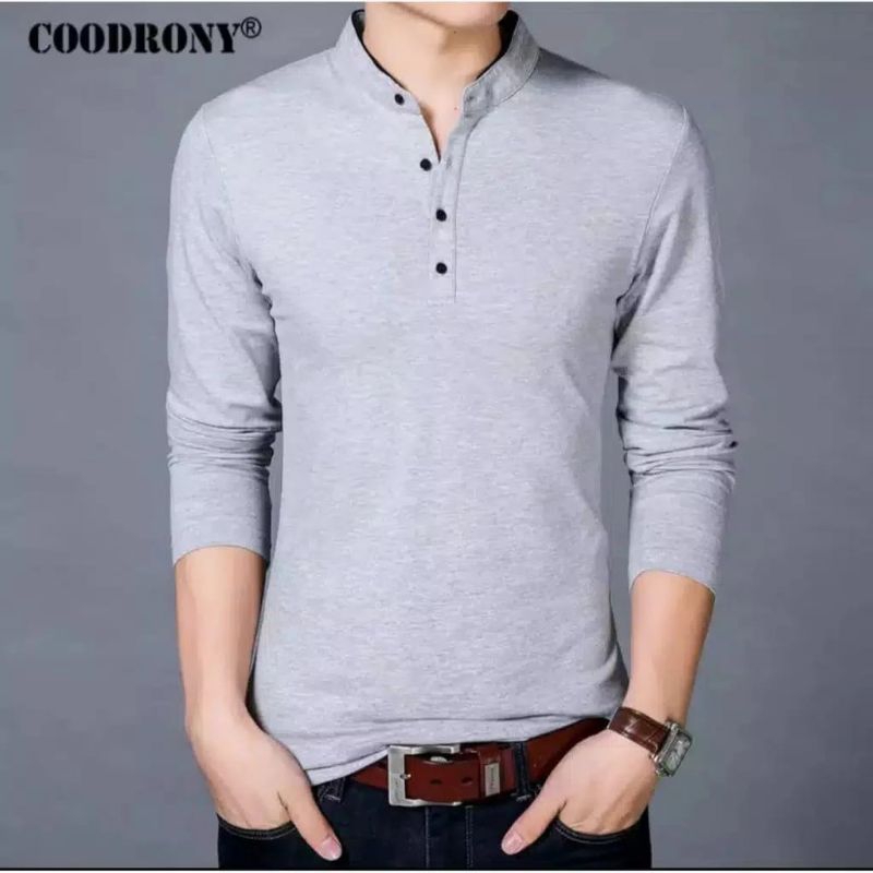 KAOS KERAH SHANGHAI LENGAN PANJANG XXL XXXL JUMBO / KAOS PRIA KERAH SHANGHAI /KAOS JUMBO PRIA DEWASA