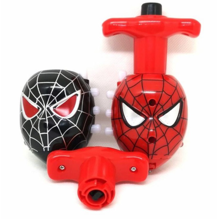 Ready Stock PROMO Mainan Edukasi Gasing Spiderman Karakter Lampu LED Musik Mainan Gangsing spiderman