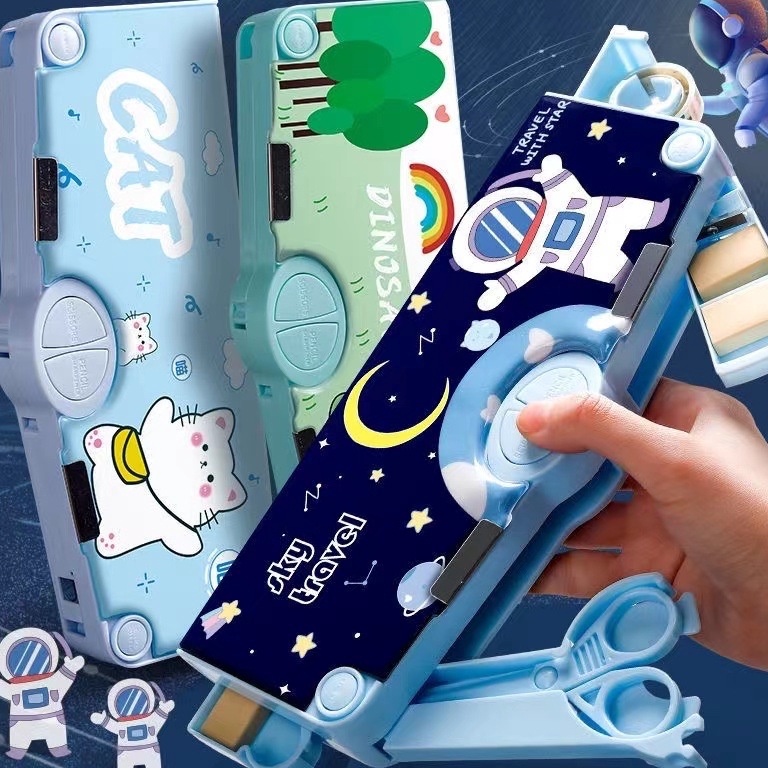 

T3rkini 【Puluz】Kotak Pensil Multifungsi Motif Unicorn / Dinosaurus / Astronot Untuk Anak Lengkap Peruncing Gunting Isolasi Penghapus Penggaris [38]