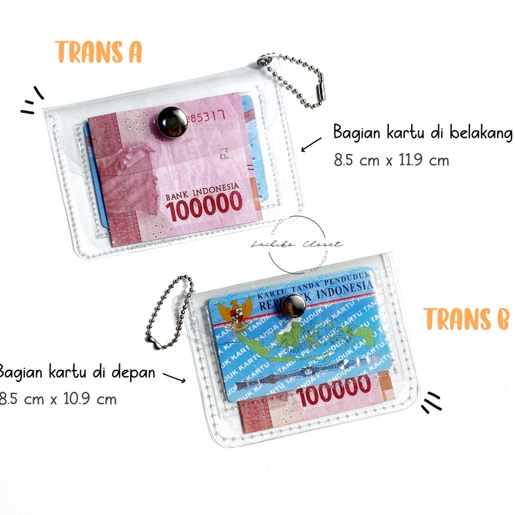 Best Seller dompet lipat korea kartu koin transparan lucu