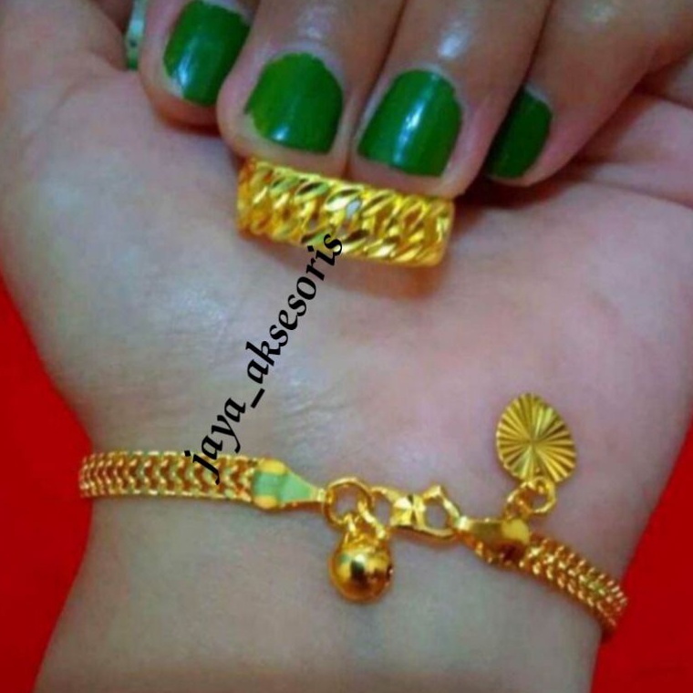 S3ll3r gelang titanium motip tikar cincin coin logam asli lapis emas 24k [216]