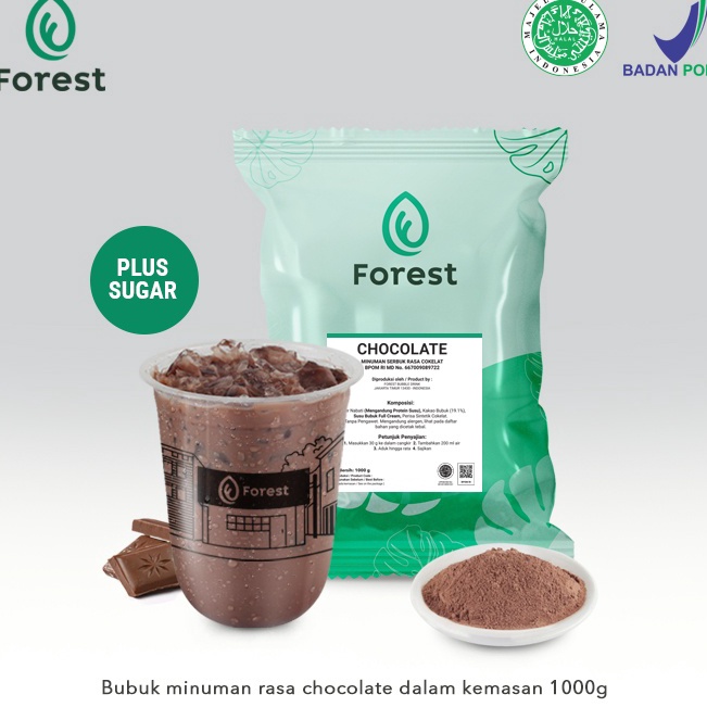 

[KODE SNNTT] Bubuk Minuman CHOCOLATE Powder 1000g PLUS GULA - Forest Bubble Drink