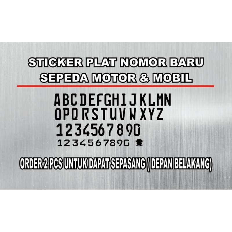 STICKER PLAT NOMOR FONT BARU / STICKER PLAT / STICKER MOTOR / STICKER MOBIL