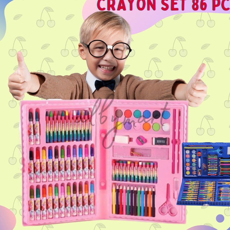 

[KODE AZMGE] Colouring Set 86 pcs Pensil Warna Crayon set Stationary Kado anak