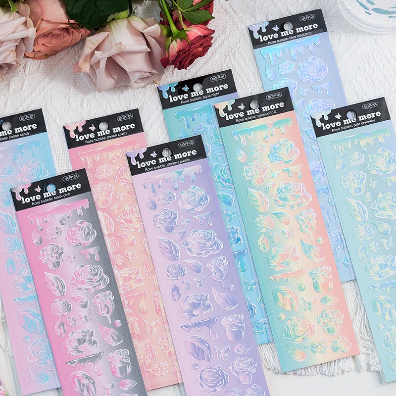 

[1 Lembar] Sticker Deco Stiker Dekorasi PVC untuk Scrapbook Photocard - ICY FLOWER BUBBLE