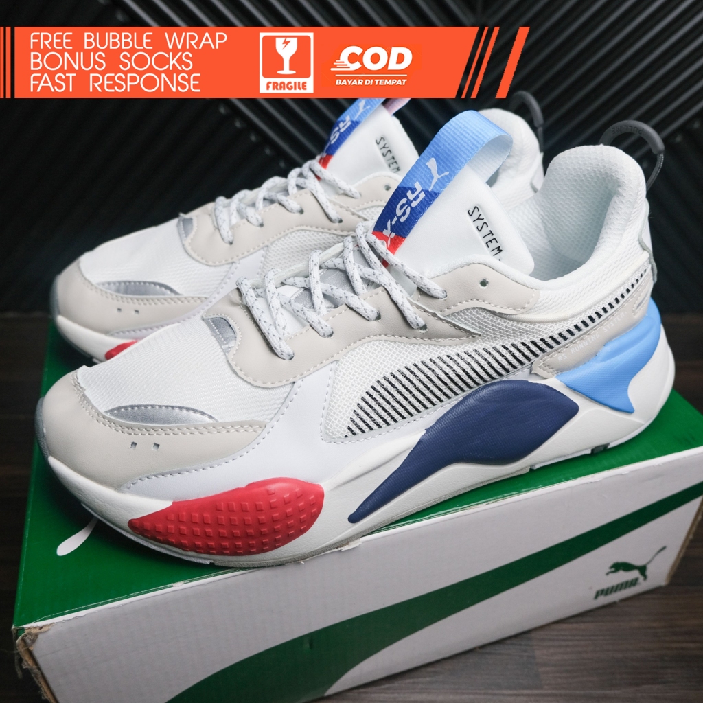 Puma RS-X BMW Motorsport White Grey Sepatu Pria Putih Abu Running Shoes WHITE/GREY/BLUE Real Pic
