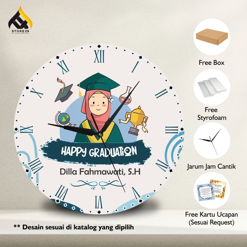 Kado Hadiah Wisuda, Kado Jam Dinding Custom Foto, Hadiah Wisuda, Kado Wisuda Murah, Kado Unik, Kado 