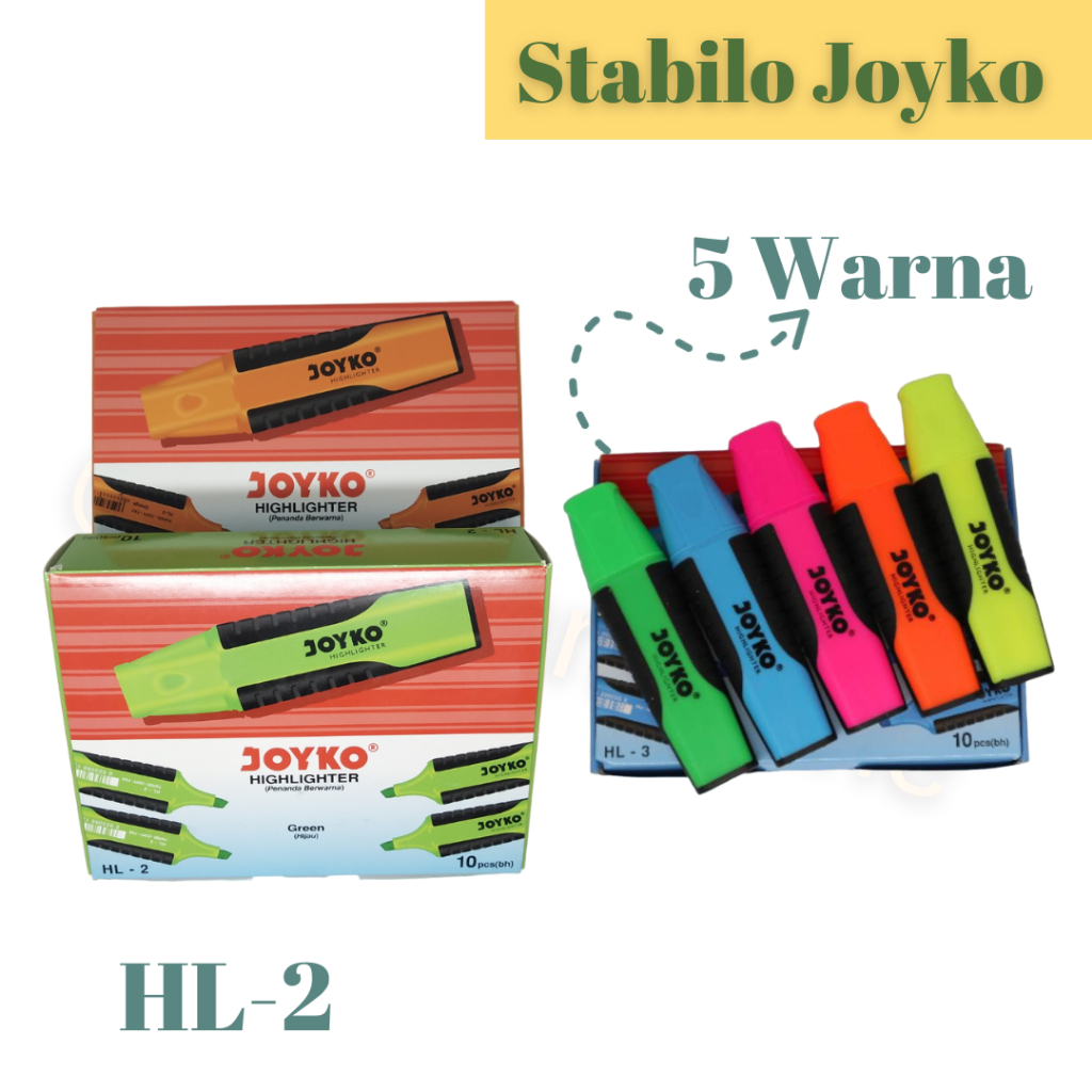 

Highlighter Joyko / Stabilo Joyko (1 Pak 1 Warna)