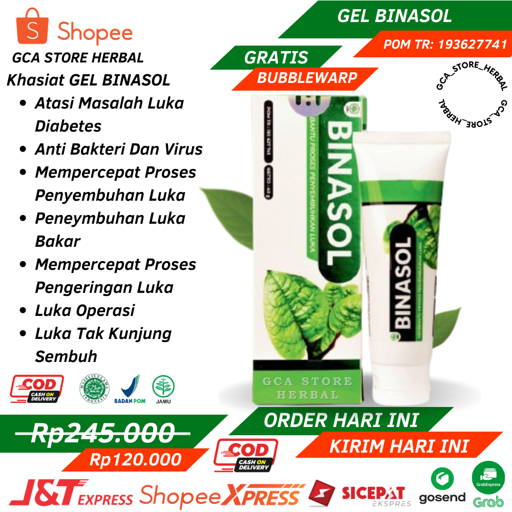 Binasol Gel Penghilang Jerawat Obat Luka Bakar Luka Sesar Luka Diabetes dan Gatal Eksim Terbukti Pal