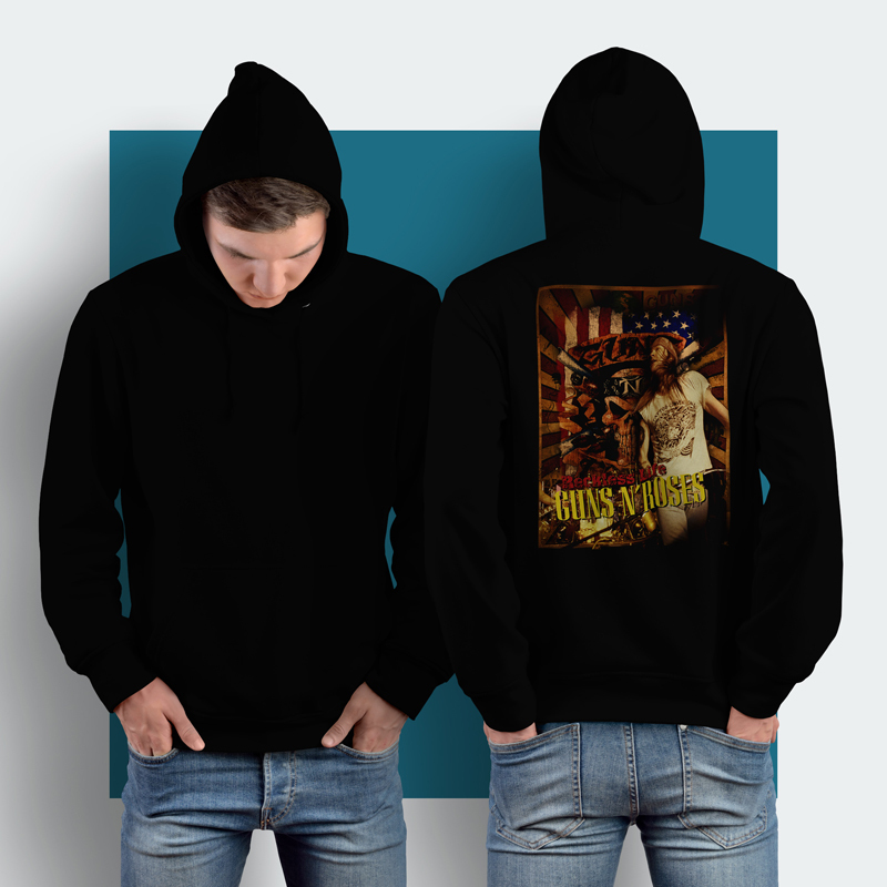 Jaket Hoodie Guns N Roses Hoodie Jumper Pullover & Zipper (Ritsleting) Bahan Cotton Fleece | GNR BAN