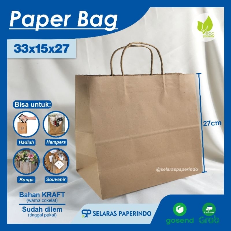 

ISI 10pcs | Paperbag polos dengan tali bahan tebal bungkus kain bridesmaid bungkus tas polos aesthetic 33x15x27cm