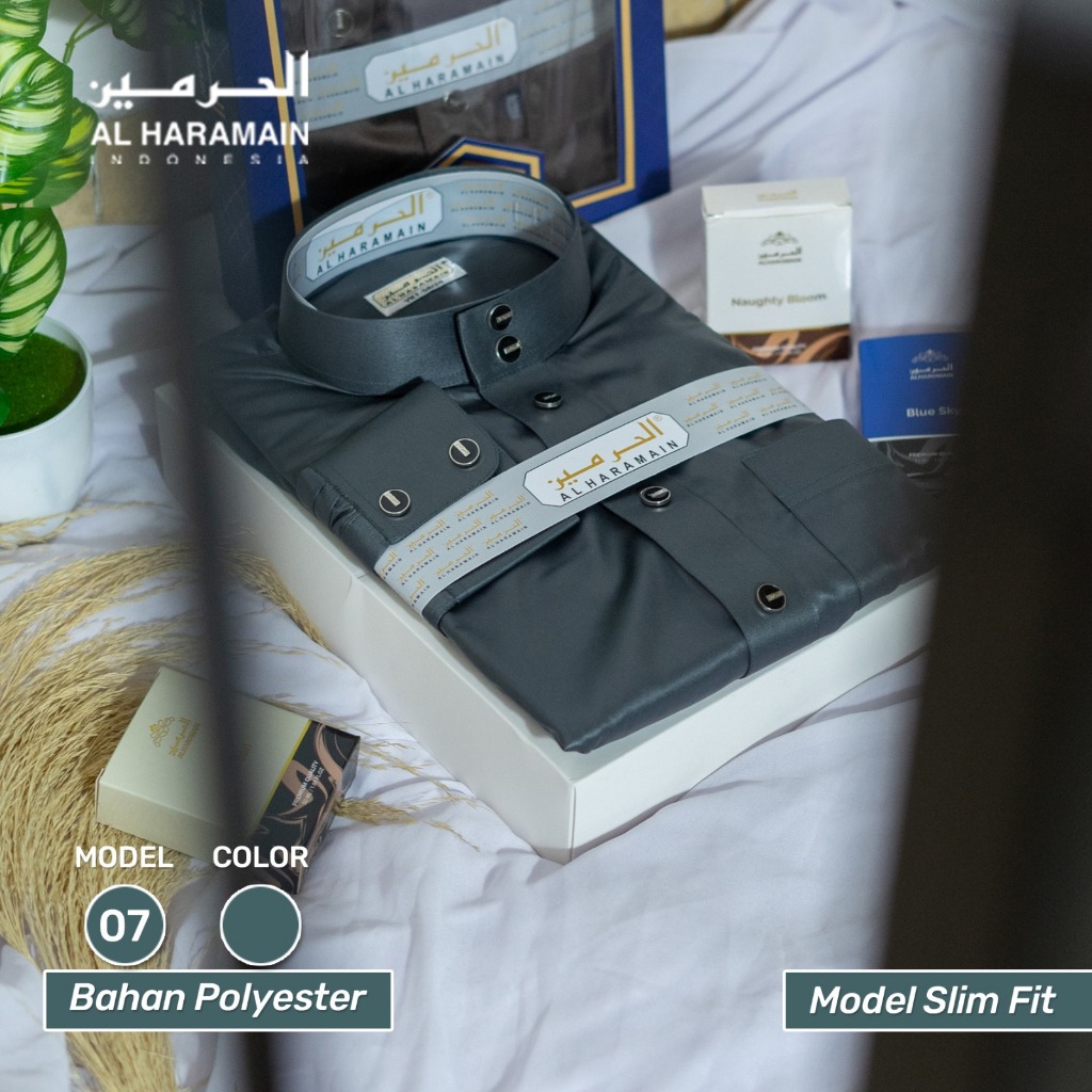 AL Haramain Jubah / Gamis Dewasa Slimfit Premium Manset (07) | Hijau Lumut | Hijau Botol