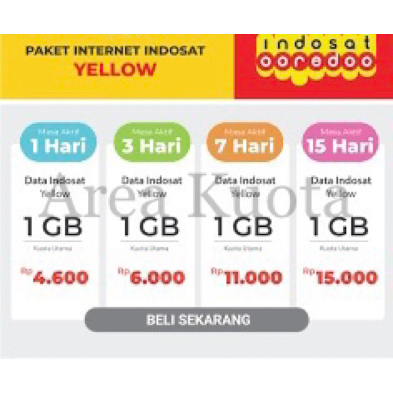 Voucher Kuota Indosat Yellow Termurah