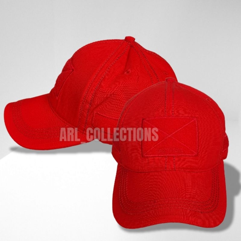 topi tactical bdu merah full ripstop cotton - baseball caps velcro army polos