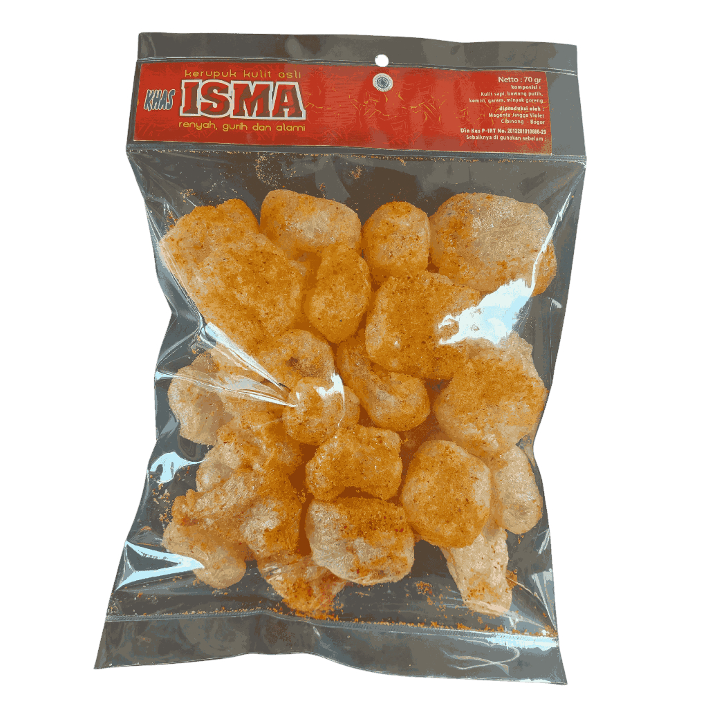 

KERUPUK KULIT SAPI KHAS ISMA PEDAS 70gr