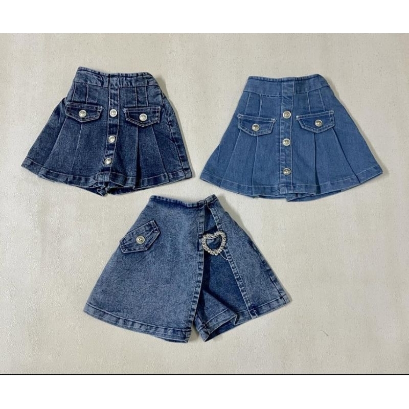 ROK JEANS ANAK PEREMPUAN/ ROK LEVIS ANAK USIA 1-12 tahun/ Jeans washed kids/ jens tebal anak