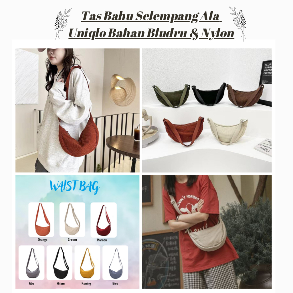 Tas Bahu Selempang Model Uniqlo Waist Bag Casual Round